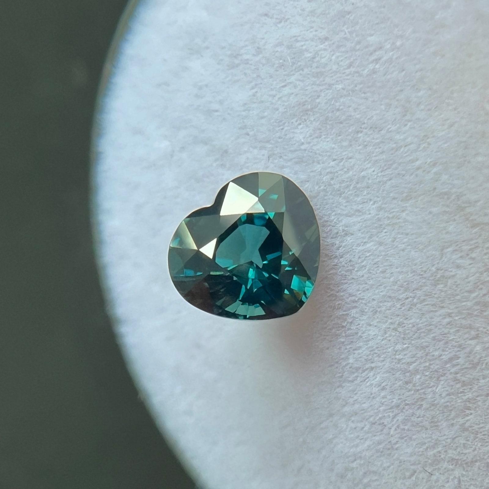 Natural 1.18Ct Untreated Green Blue Sapphire Gia Certified Unheated Heart Cut For Sale 2