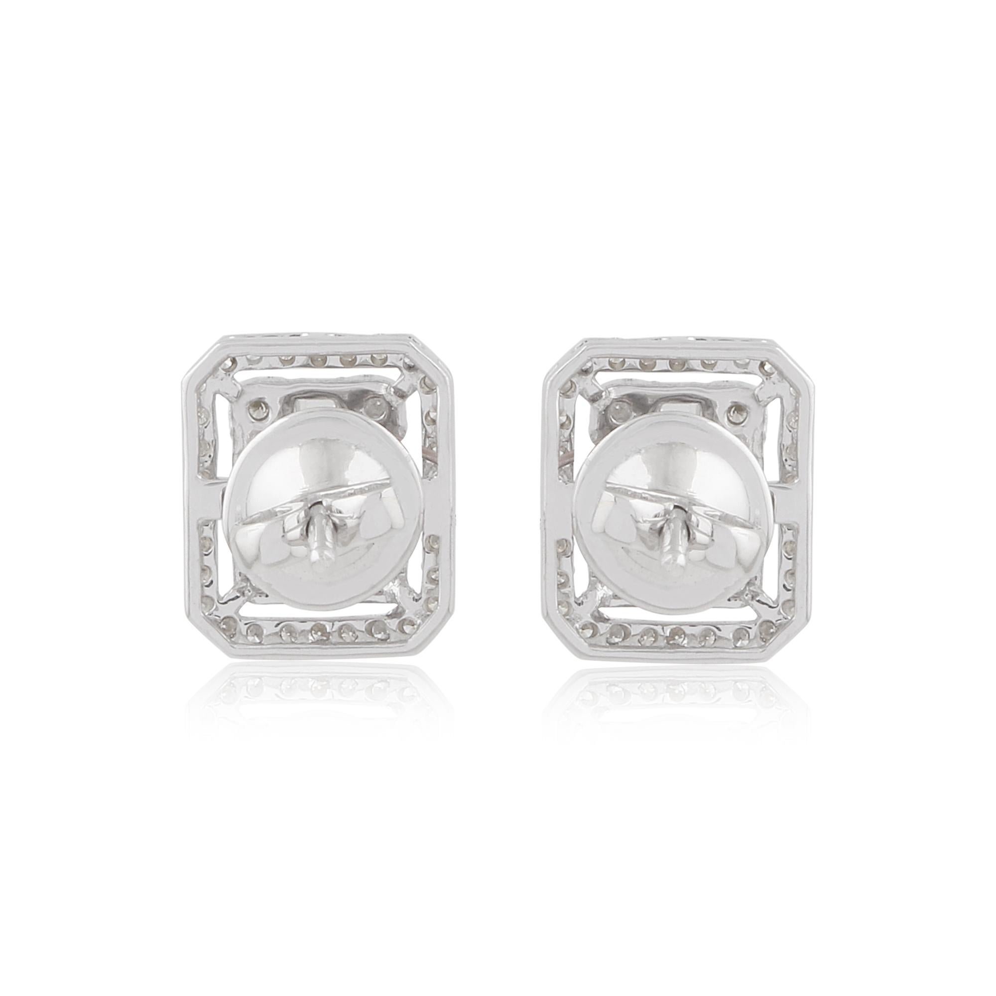 Natural 1.19 Carat Si Clarity Hi Color Diamond Fine Stud Earrings 14k White Gold In New Condition For Sale In Diera, Dubai