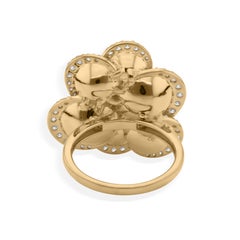Statement Natural 1.19 Carat SI/H Diamond Flower Cocktail Ring 18k Yellow Gold