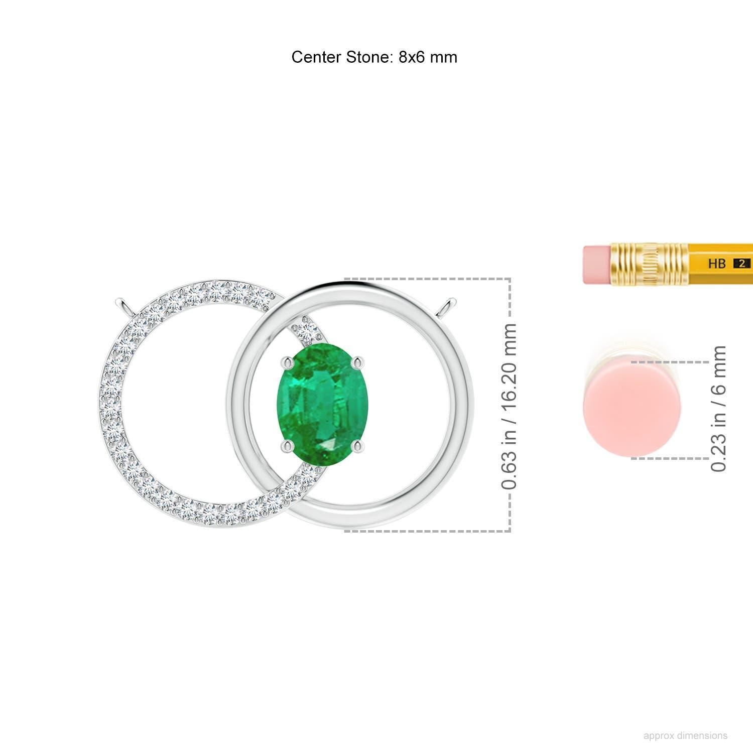Collana a cerchi intrecciati con smeraldo naturale da 1,1 carati e diamante in oro bianco 14K In condizioni Nuovo in vendita a Los Angeles, CA