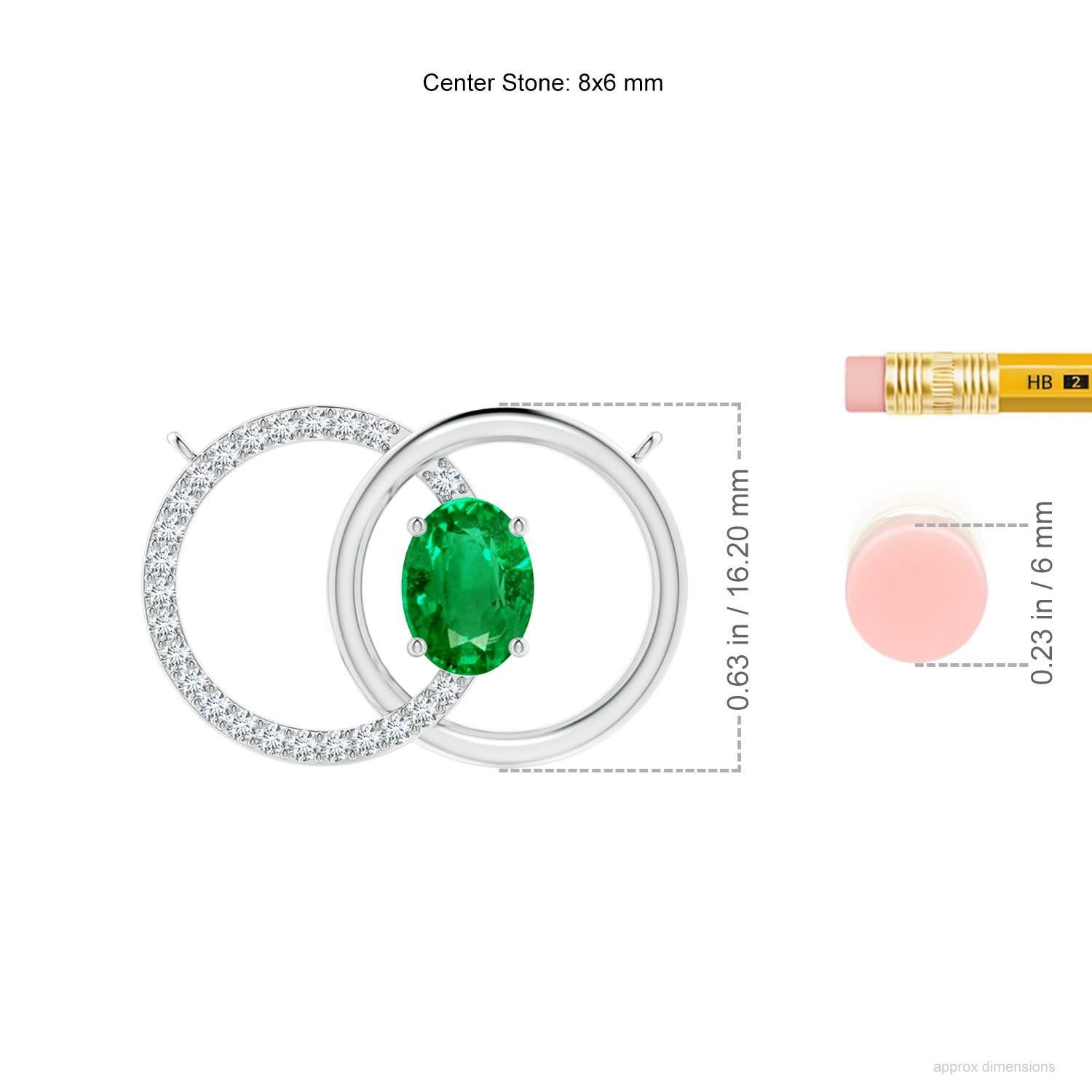 Nature 1.1ct Emerald Interlocking Circle Necklace with Diamond 14K White Gold (Collier d'émeraudes entrelacées avec diamants) Neuf - En vente à Los Angeles, CA