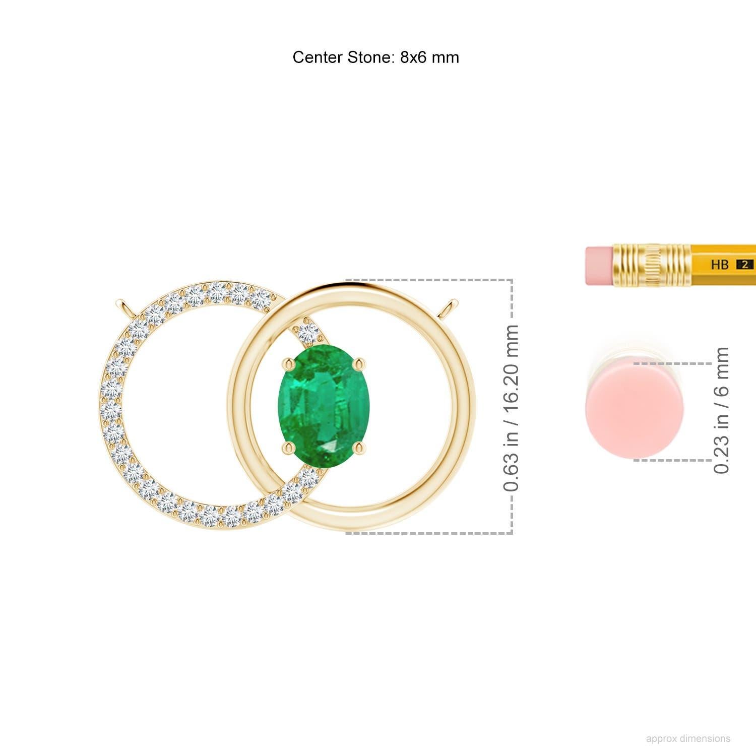 Natürlicher 1,1ct Smaragd Interlocking Kreis Halskette mit Diamant 14K Gelbgold im Zustand „Neu“ im Angebot in Los Angeles, CA