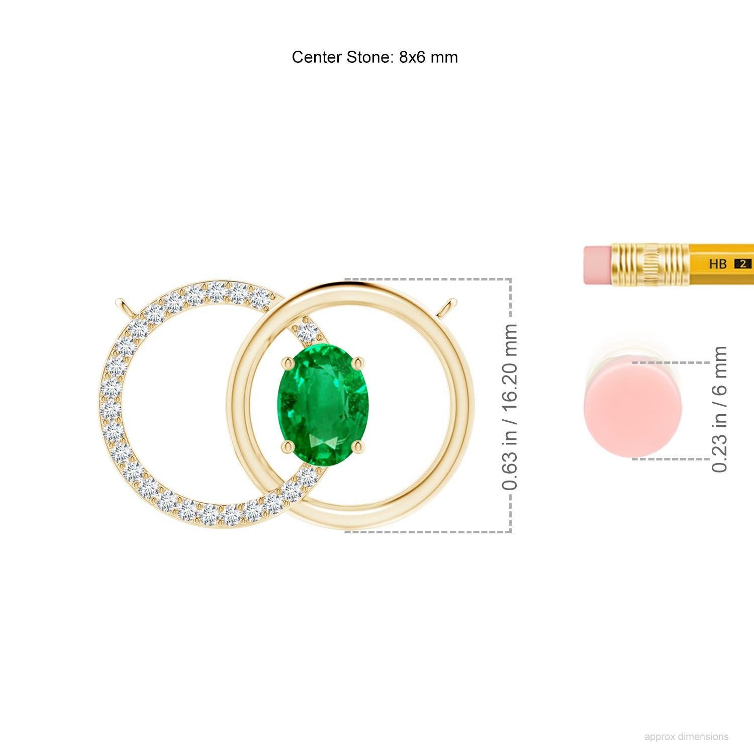 Natürlicher 1,1ct Smaragd Interlocking Kreis Halskette mit Diamant 14K Gelbgold im Zustand „Neu“ im Angebot in Los Angeles, CA
