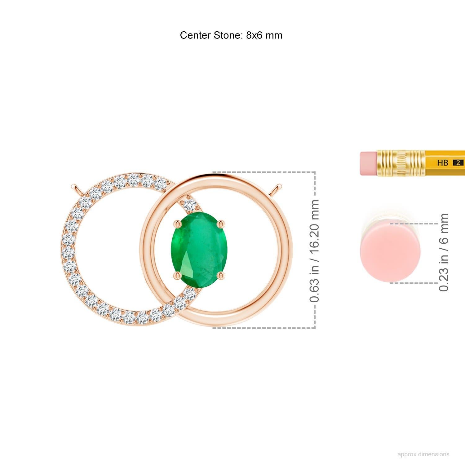 Collana a cerchi intrecciati con smeraldo naturale da 1,1 carati e diamante in oro rosa 14K In condizioni Nuovo in vendita a Los Angeles, CA
