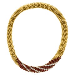 Natural 12 Ct Burma Ruby and  5 ct Diamond Necklace 18 Karat  Yellow Gold 166Gm 