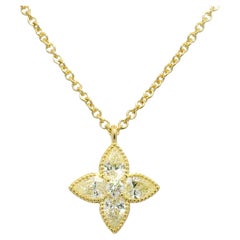 Natural 1.20 Carat Diamond 4 Leaf Flower 18-Karat Pendant Necklace In Stock