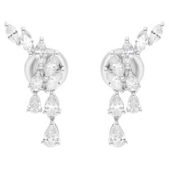 Natural 1.20 Carat Marquise Pear Diamond Earrings 18 Karat White Gold Jewelry