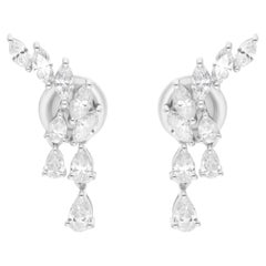 Natural 1.20 Carat Marquise Pear Diamond Earrings 18 Karat White Gold Jewelry