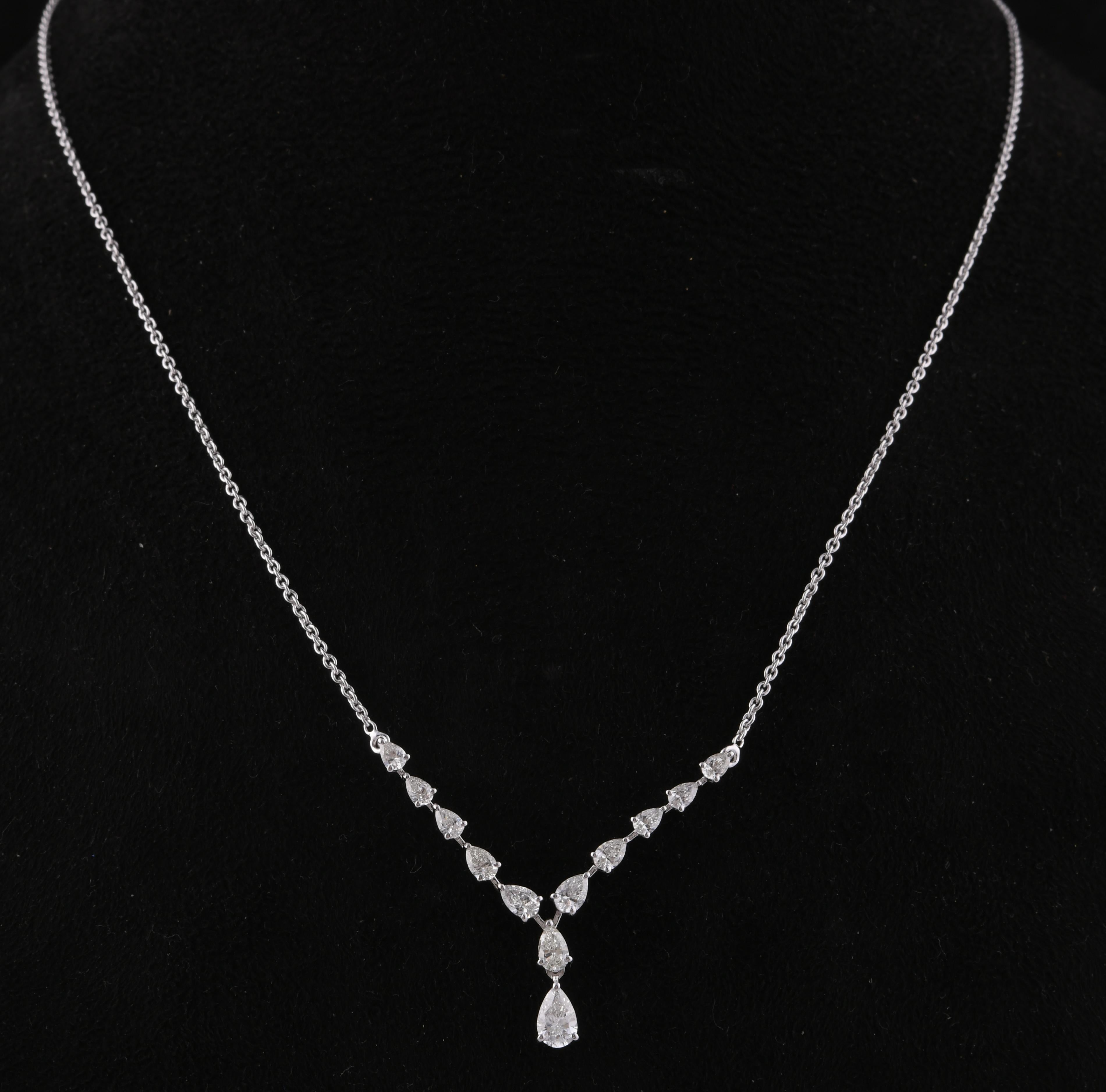 Collana di diamanti naturali a pera da 1,20 carati SI Clarity HI Color Oro bianco 18 carati In condizioni Nuovo in vendita a Diera, Dubai