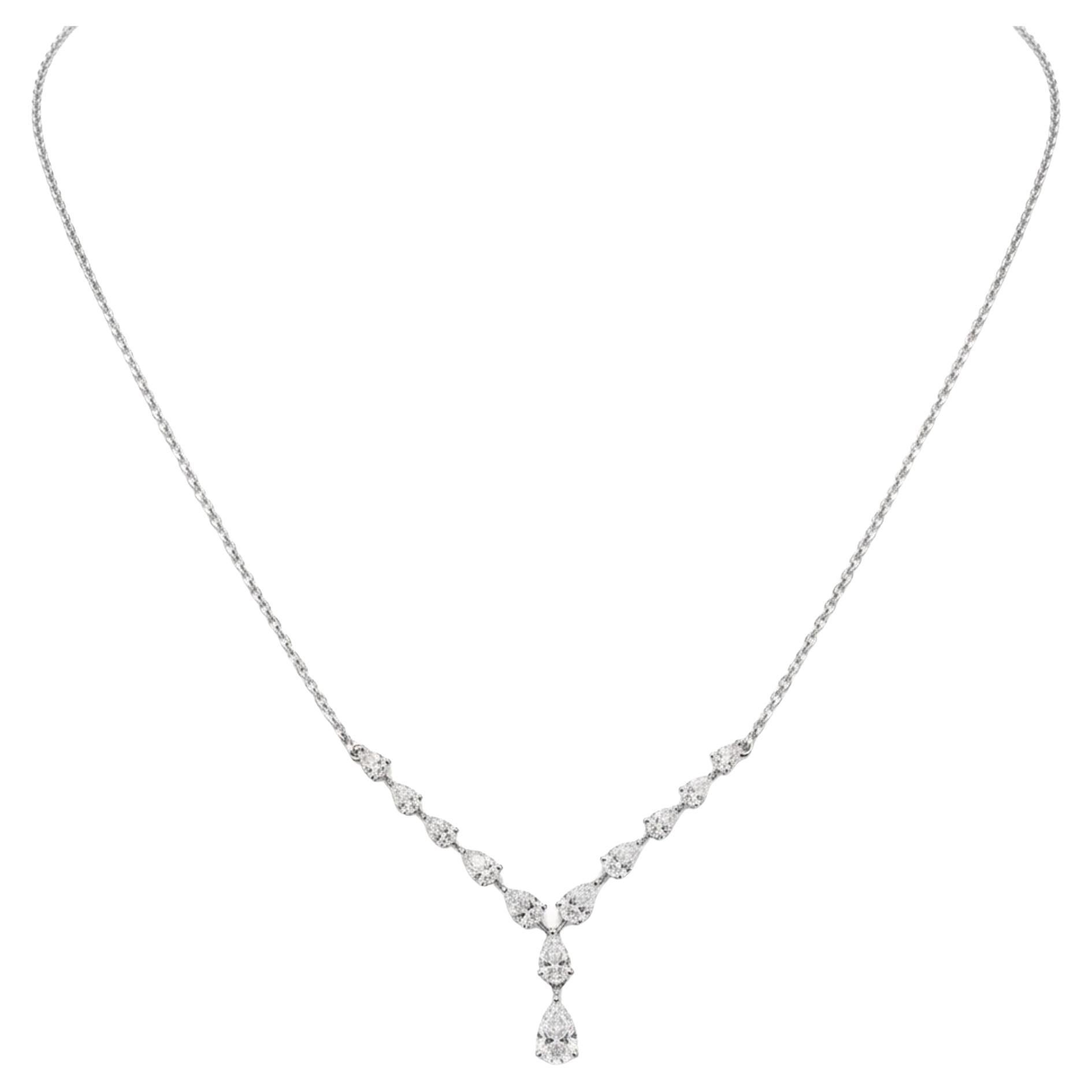 Collana di diamanti naturali a pera da 1,20 carati SI Clarity HI Color Oro bianco 18 carati