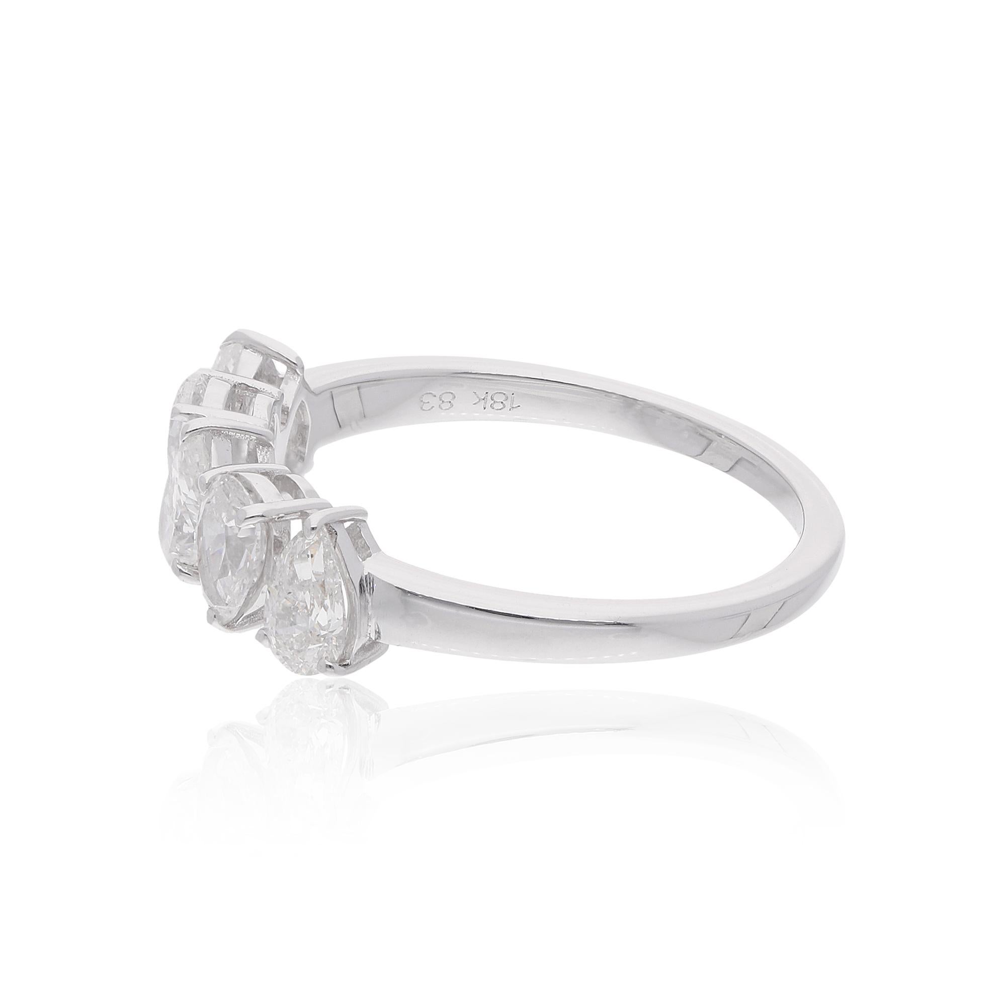 Natural 1.20 Carat SI/H Pear Brilliant Cut Diamond Band Ring 18 Karat White Gold In New Condition For Sale In Diera, Dubai
