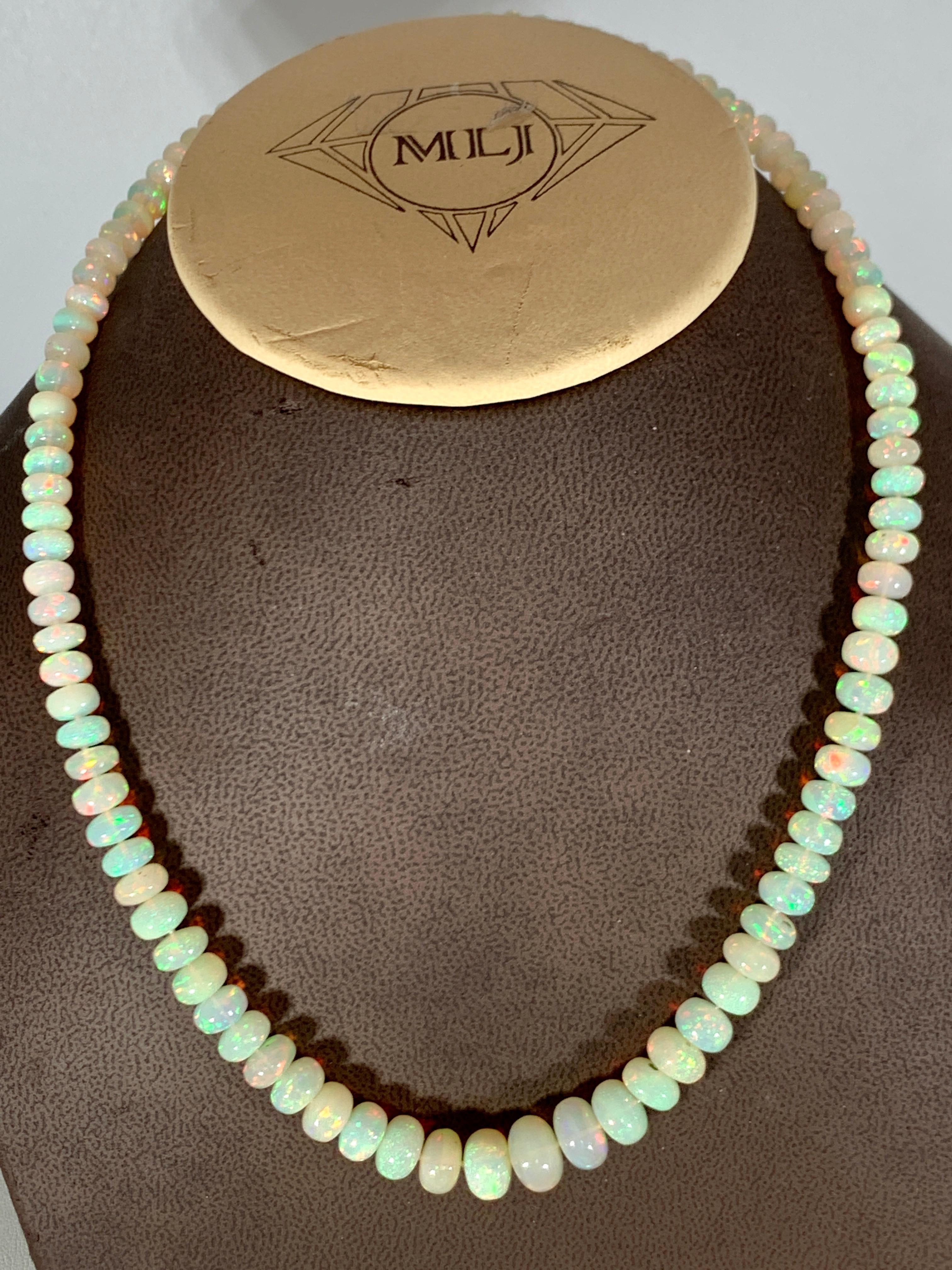  Natural Opal single strand Bead Necklace with 14 Karat gold Clasp. These are Ethiopian Beads
17