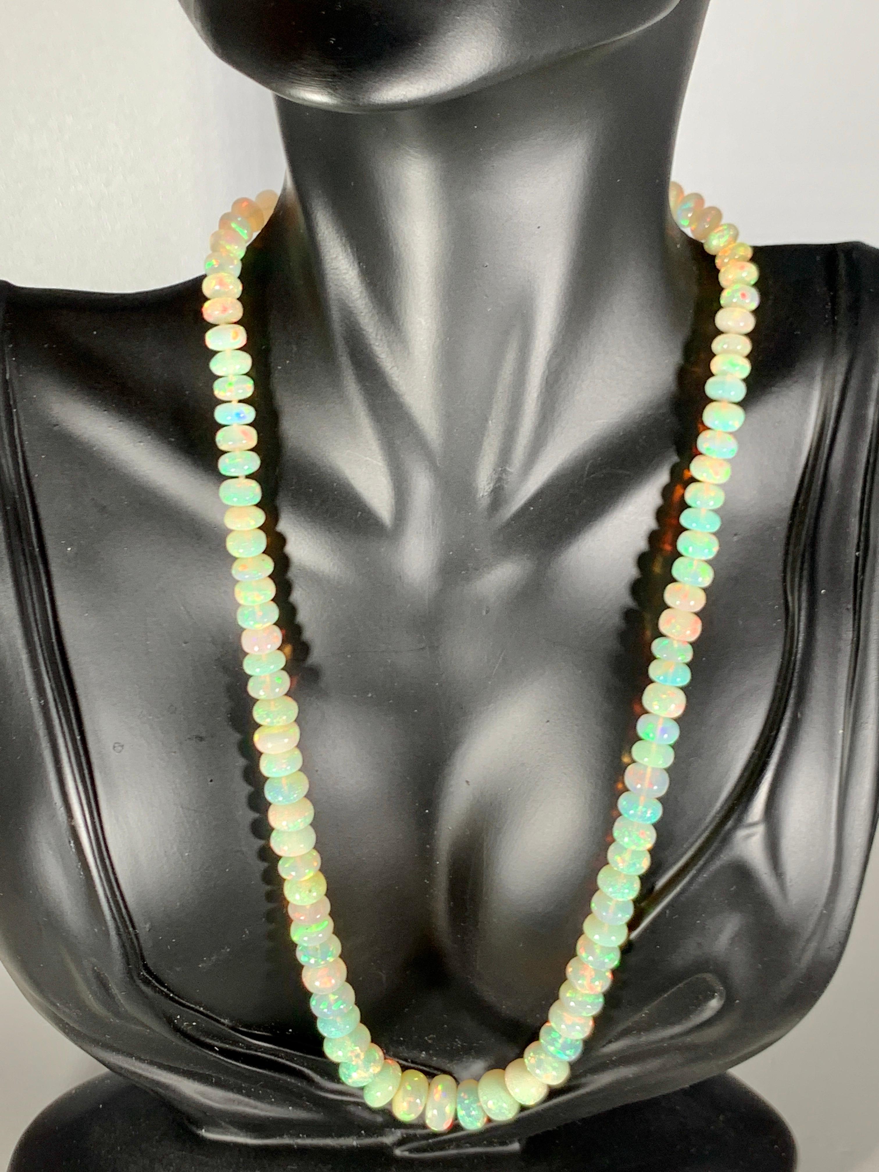  Natural Opal single strand Bead Necklace with 14 Karat gold Clasp. These are Ethiopian Beads
16