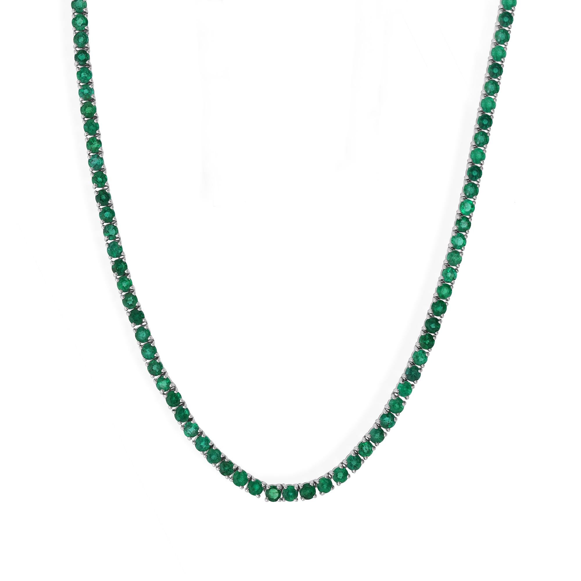 Collana a catena con smeraldo naturale dello Zambia da 12,03 carati Gioielli in oro bianco 18 carati in vendita 1