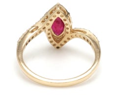 Natural 1.20cts Ruby & 0.38cts Diamond Ring in 14k Gold