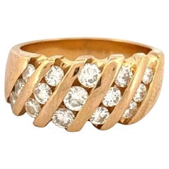 Natural 1.20CTW VS, G Sz 6.50 Diamond 18K Yellow Gold Channel Ribbon Band Ring