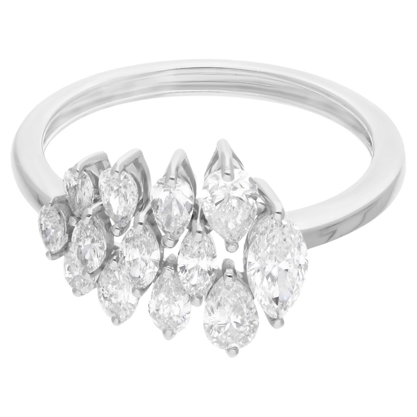 Natural 1.21 Carat SI Clarity HI Color Diamond Ring 18 Karat White Gold Jewelry