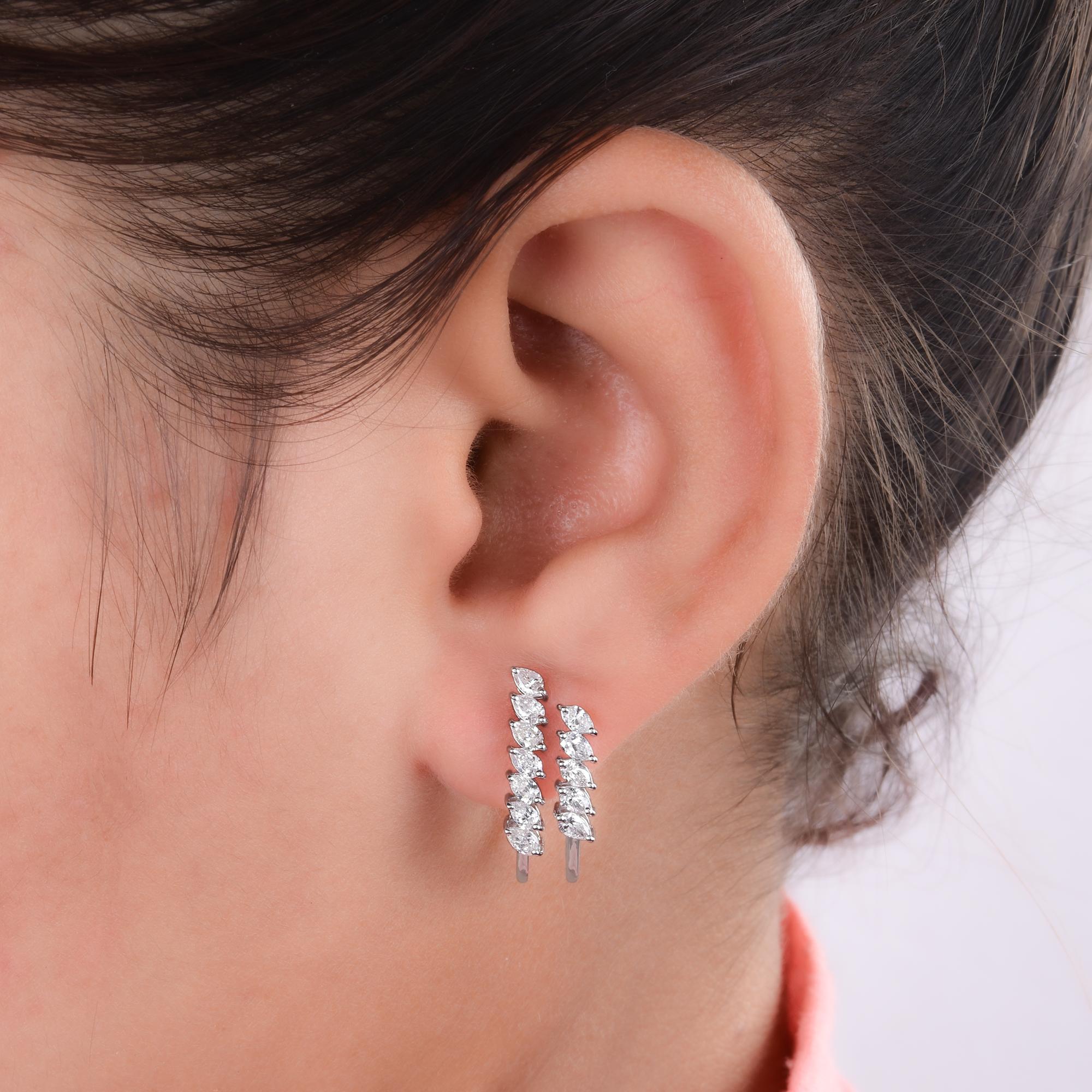 Modern Natural 1.22 Carat Pear Diamond Earrings 14 Karat White Gold Handmade Jewelry For Sale