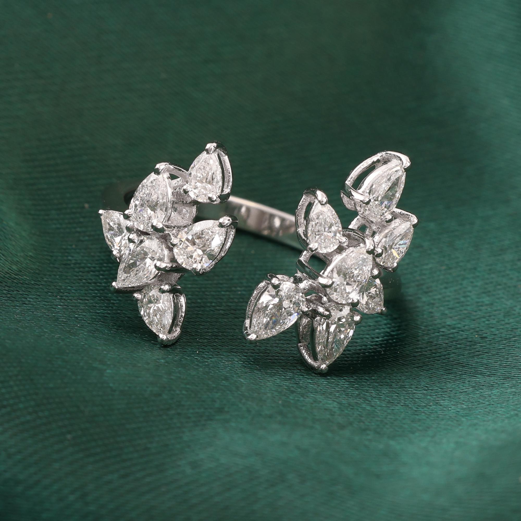 Anillo puño de diamante natural de 1,22 quilates, claridad SI y color HI, oro blanco de 18 quilates Art Decó en venta