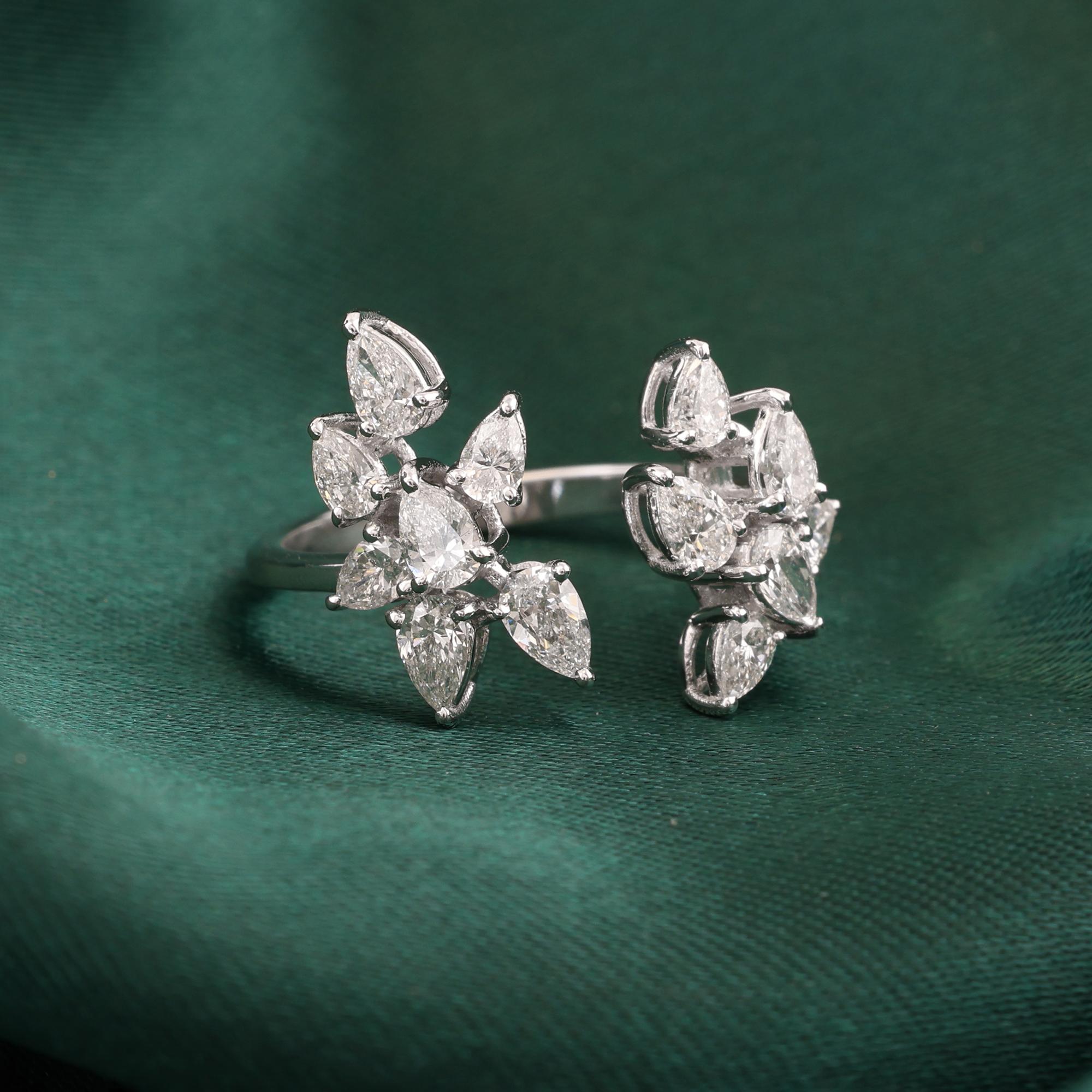 De las mujeres Anillo puño de diamante natural de 1,22 quilates, claridad SI y color HI, oro blanco de 18 quilates en venta