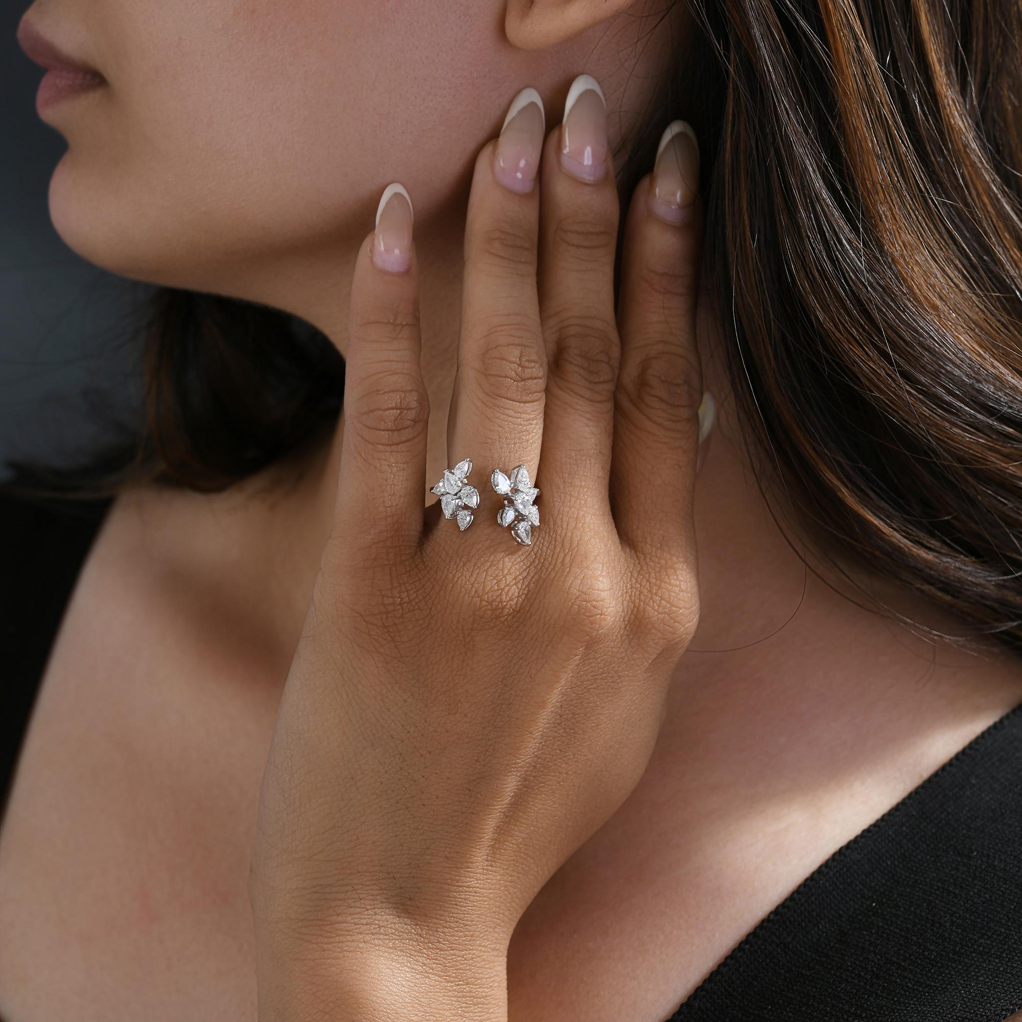 Anillo puño de diamante natural de 1,22 quilates, claridad SI y color HI, oro blanco de 18 quilates en venta 1