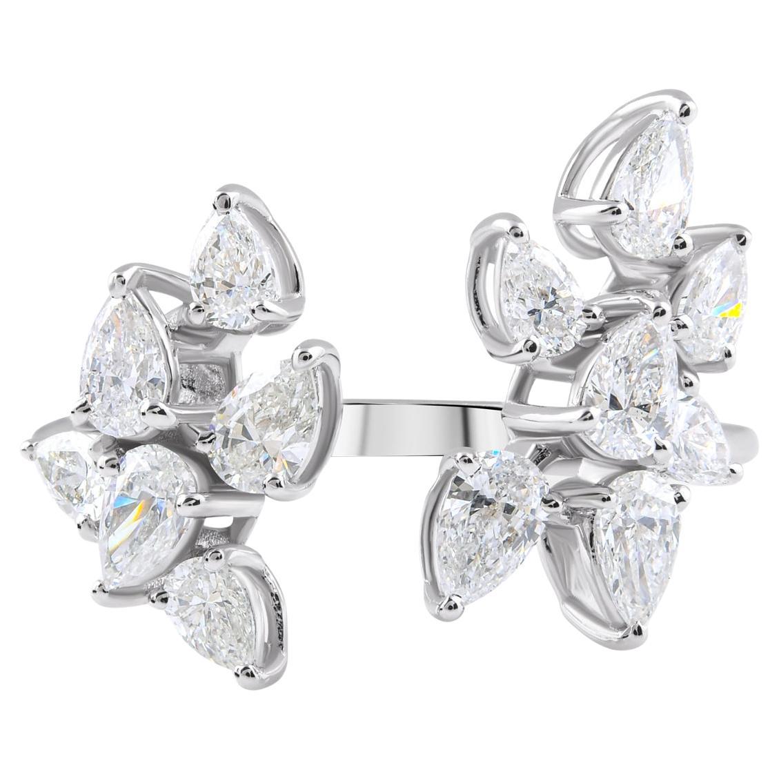 Anillo puño de diamante natural de 1,22 quilates, claridad SI y color HI, oro blanco de 18 quilates