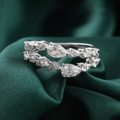 Natürlicher 1,22 Karat SI Reinheit HI Farbe Birne Diamantring 18 Karat Weißgold