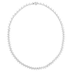 Natural 12.24 Ct. SI Clarity HI Color Pear Diamond Necklace 14 Karat White Gold