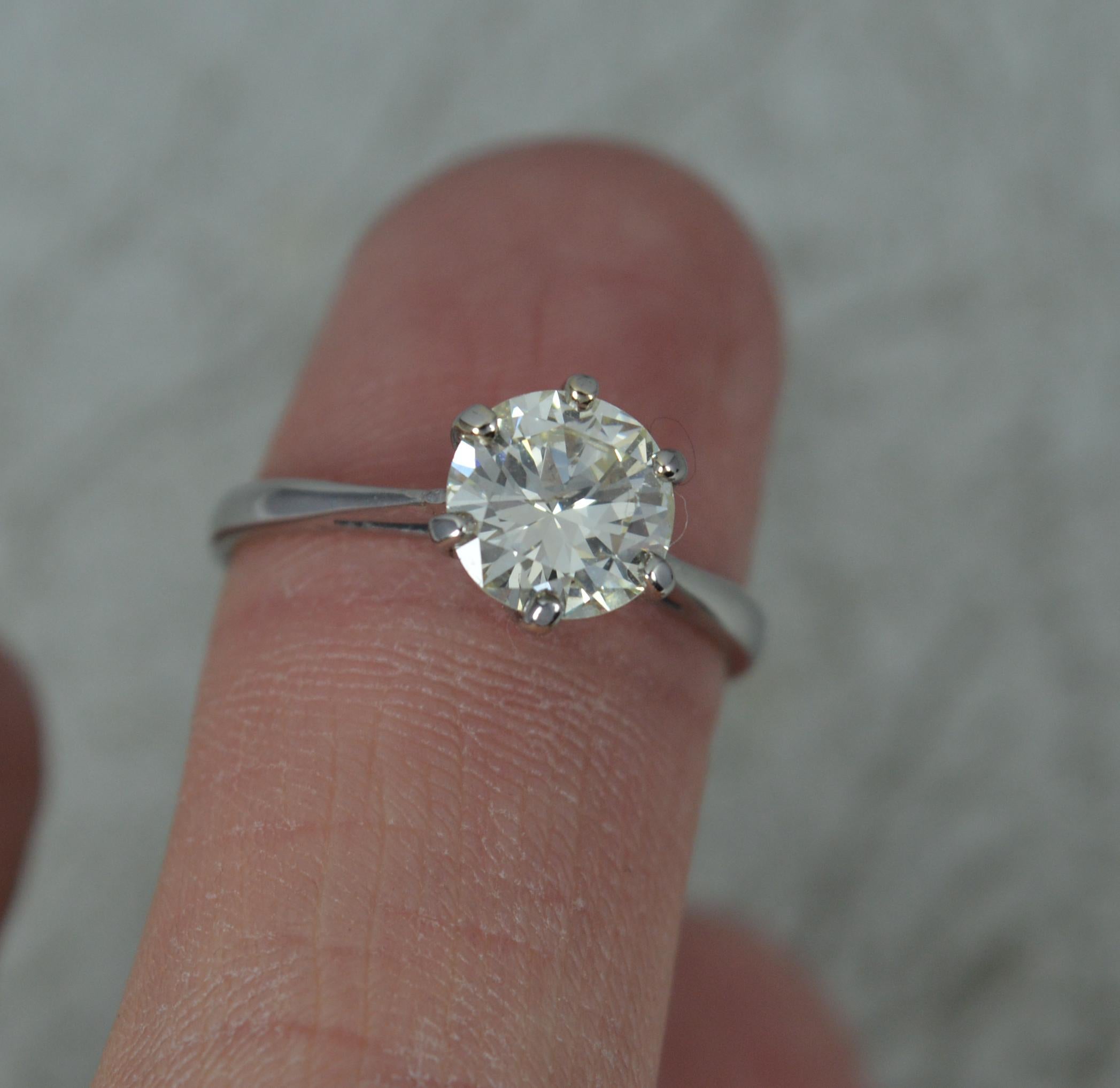 Natural 1.22ct Diamond and 18ct White Gold Solitaire Engagement Ring 4