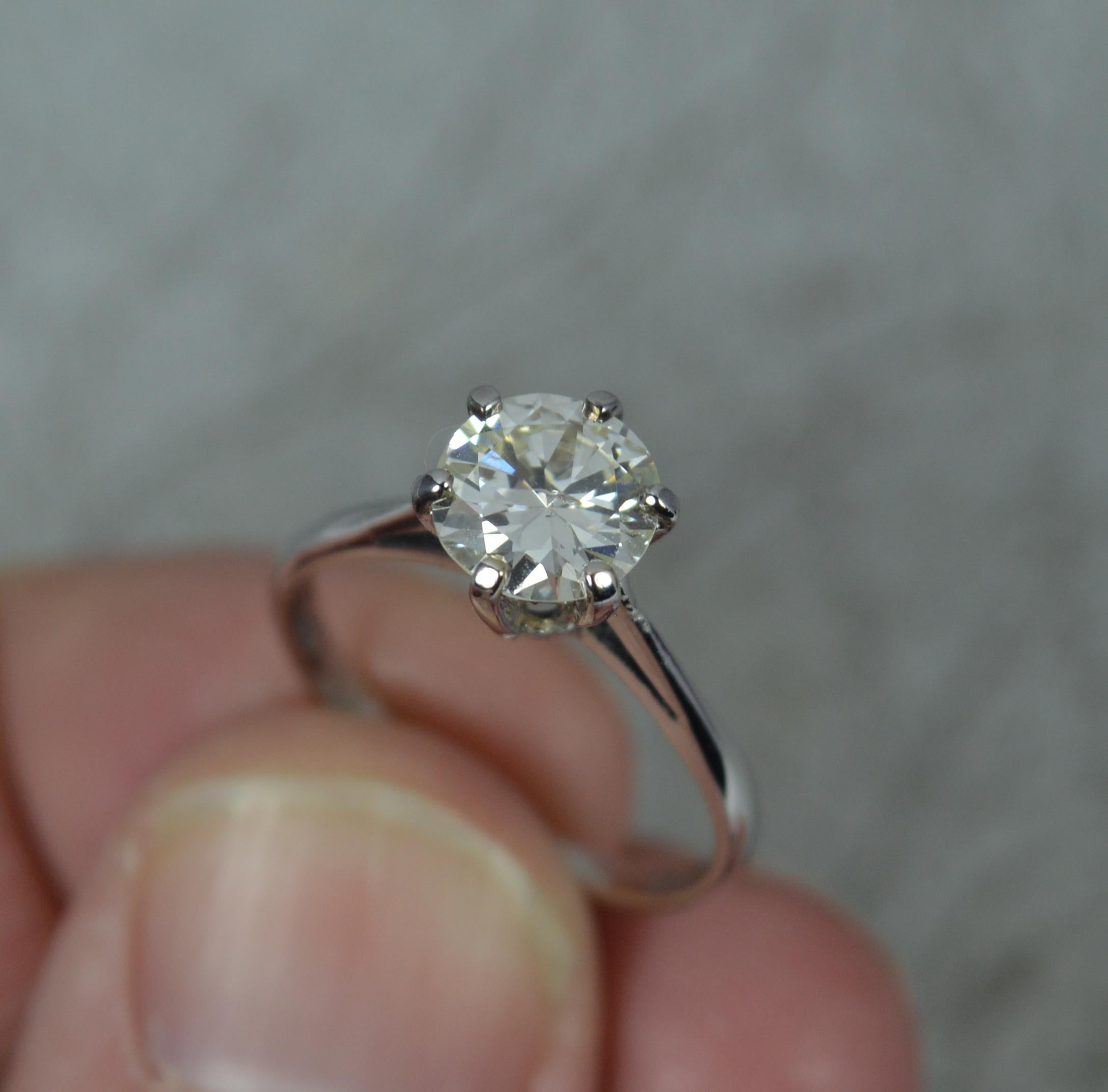 Natural 1.22ct Diamond and 18ct White Gold Solitaire Engagement Ring In Excellent Condition In St Helens, GB