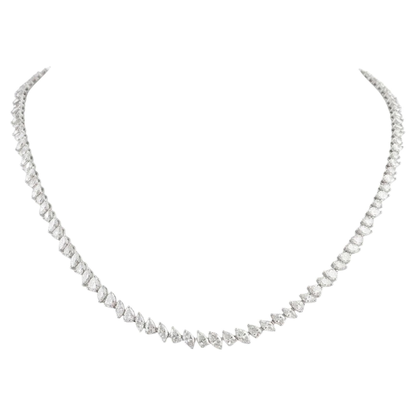Collana nuziale in oro bianco 18 carati Nature 12,34 carati SI/H con diamanti Tennis