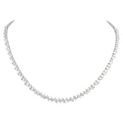 Natural 12.34 Carat SI/H Diamond Tennis 18 Karat White Gold Wedding Necklace