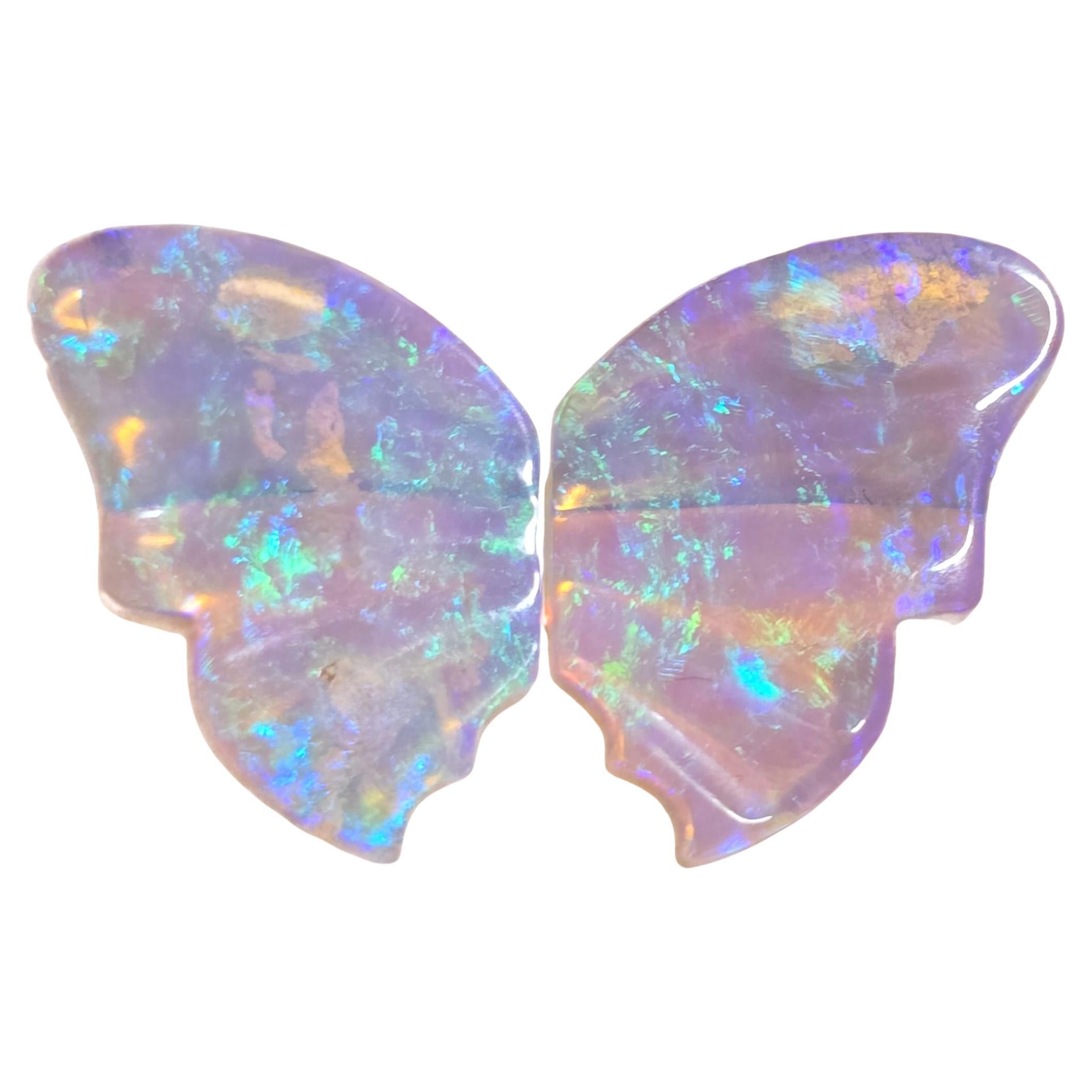 Natural 12.35 Ct Australian Crystal Carved Butterfly wings mined by Sue Cooper For Sale