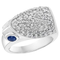 Designer 14K White Gold Diamond and Sapphire Ring, 1.25ct Each