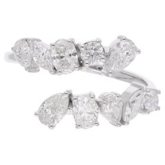 Natural 1.25 Carat Multi Shape Diamond Wrap Ring 18 Karat White Gold Jewelry