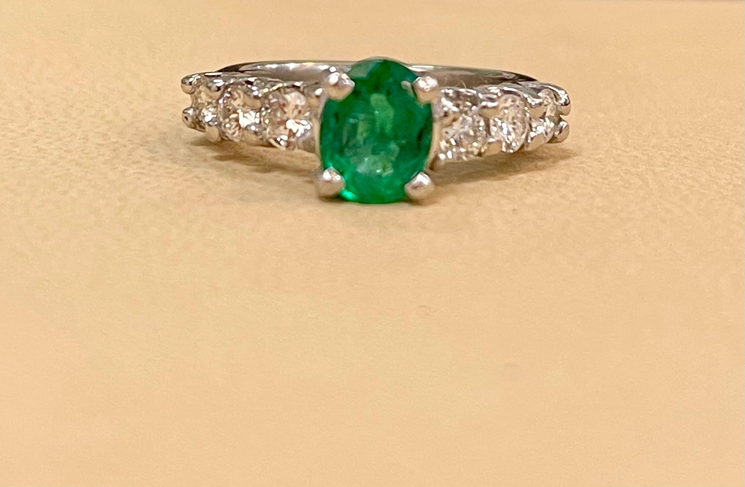 
Approximately 1.25 Carat Oval Cut  Emerald and approximately 0.90 Carat Diamond Ring Platinum Size 5
A classic design  ring 
Approximately 1.25 Carat  Emerald Cut Emerald Absolutely gorgeous emerald , Very desirable color 
Platinum 8.8  gm
