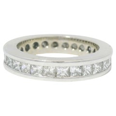 Natural 1.25 Carat Princess Cut Diamond 14-Karat Eternity Ring In Stock