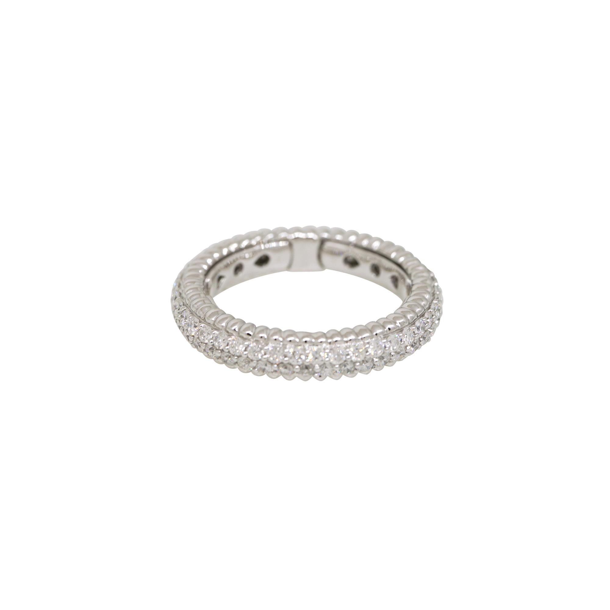 Modern Natural 1.25 Carat Round Diamond Ribbed 14-Karat Eternity Ring In Stock For Sale
