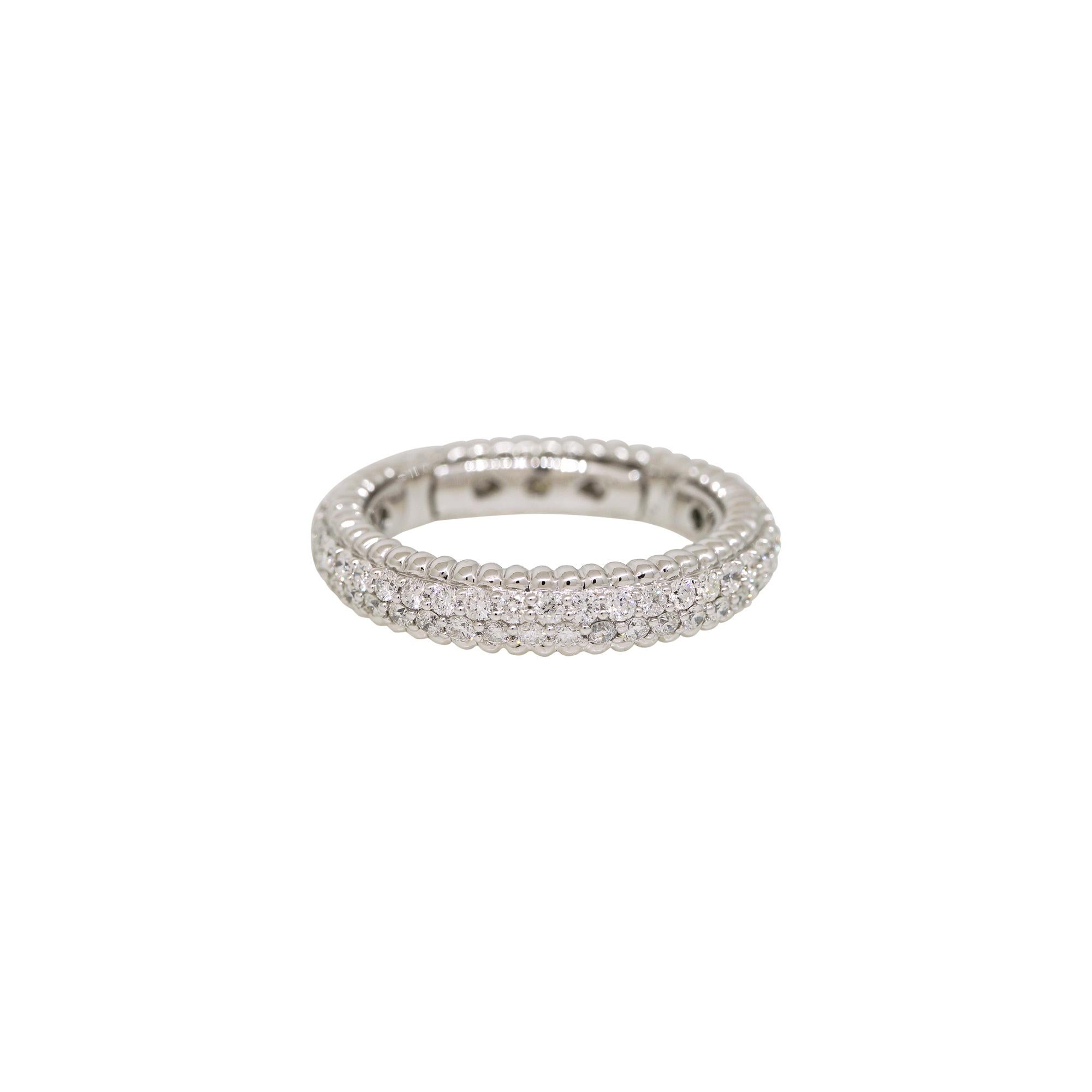 Round Cut Natural 1.25 Carat Round Diamond Ribbed 14-Karat Eternity Ring In Stock For Sale