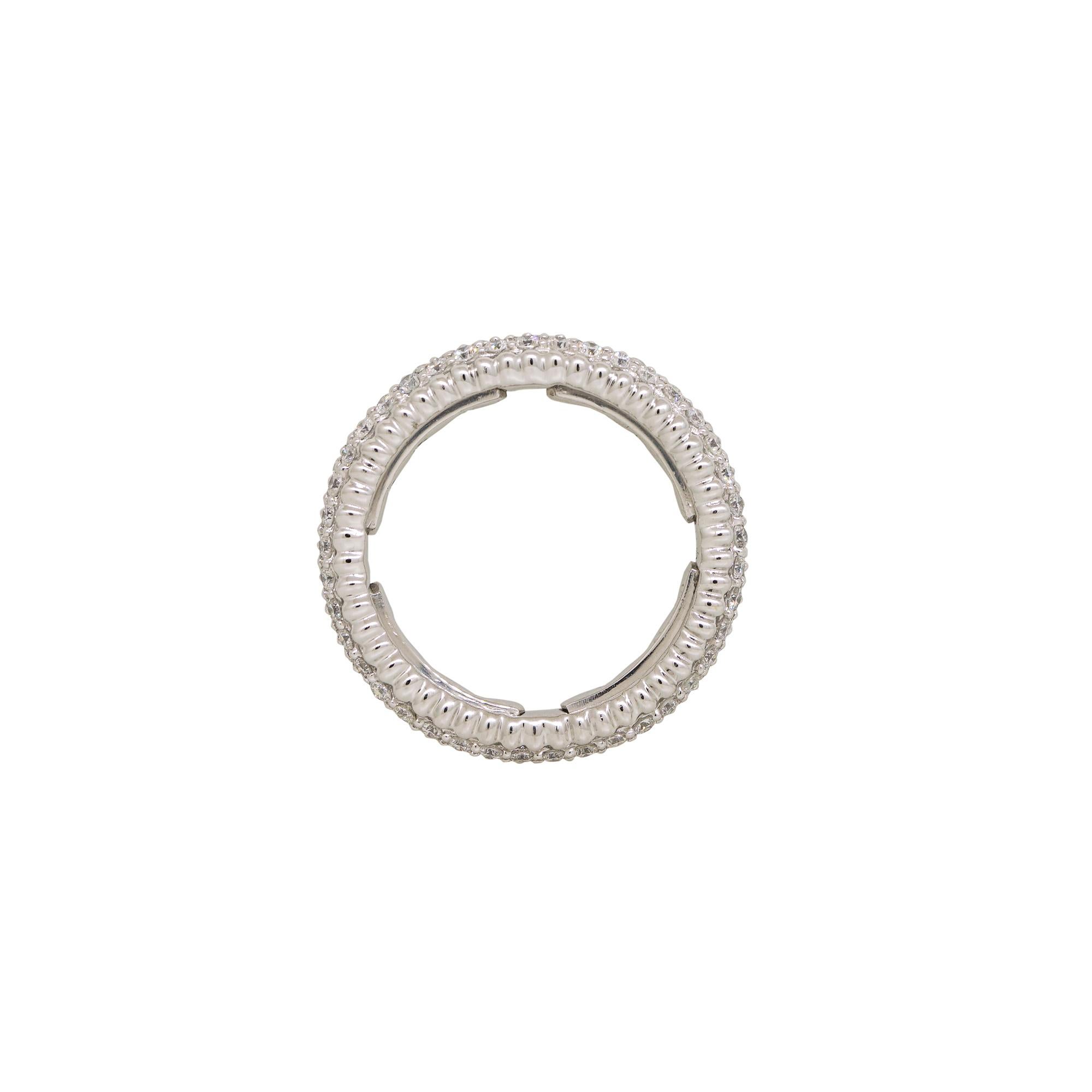 Women's Natural 1.25 Carat Round Diamond Ribbed 14-Karat Eternity Ring In Stock For Sale