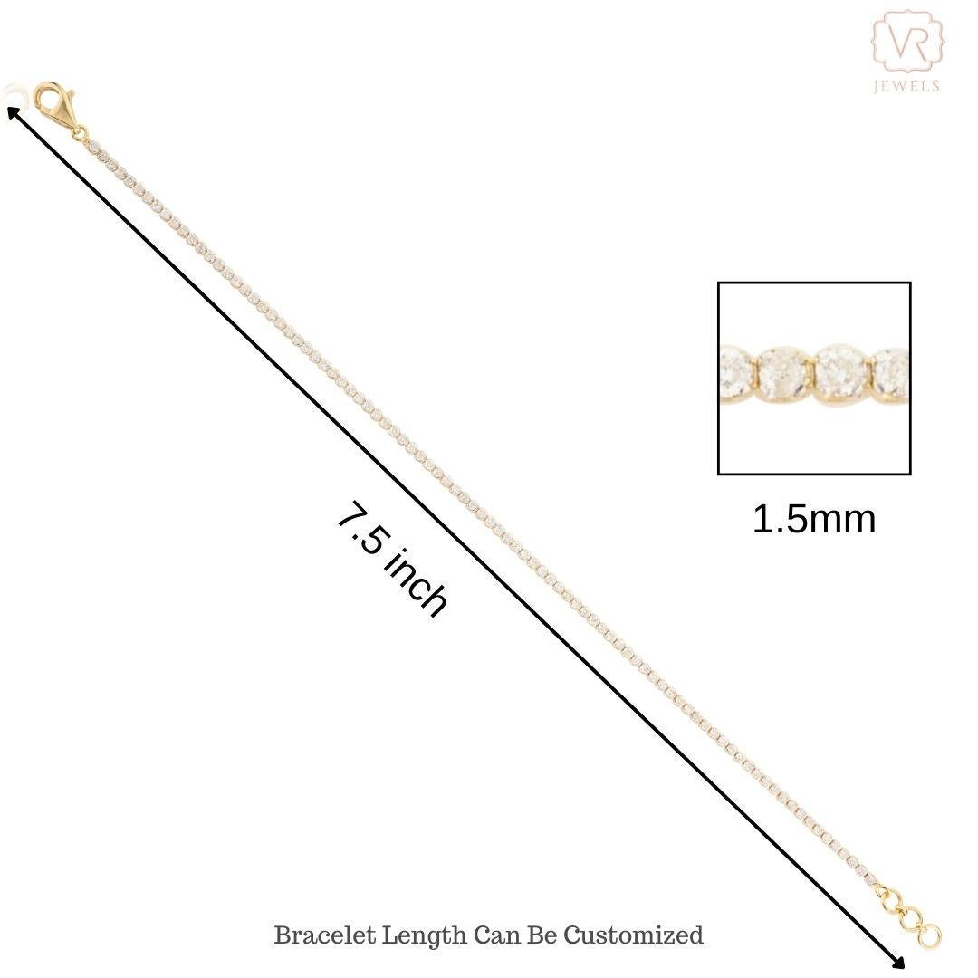 Bracelet tennis empilable en or jaune 18 carats avec diamants ronds naturels de 1,25 carat en vente 2