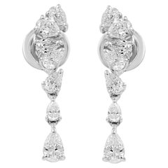 Orecchini pendenti con diamante naturale a pera da 1,25 carati SI/H Gioielli in oro bianco 14 carati