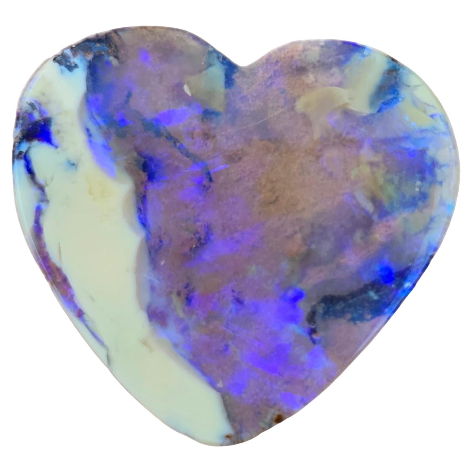 Natural 12.54 Ct Australian heart boulder opal mined by Sue Cooper For Sale