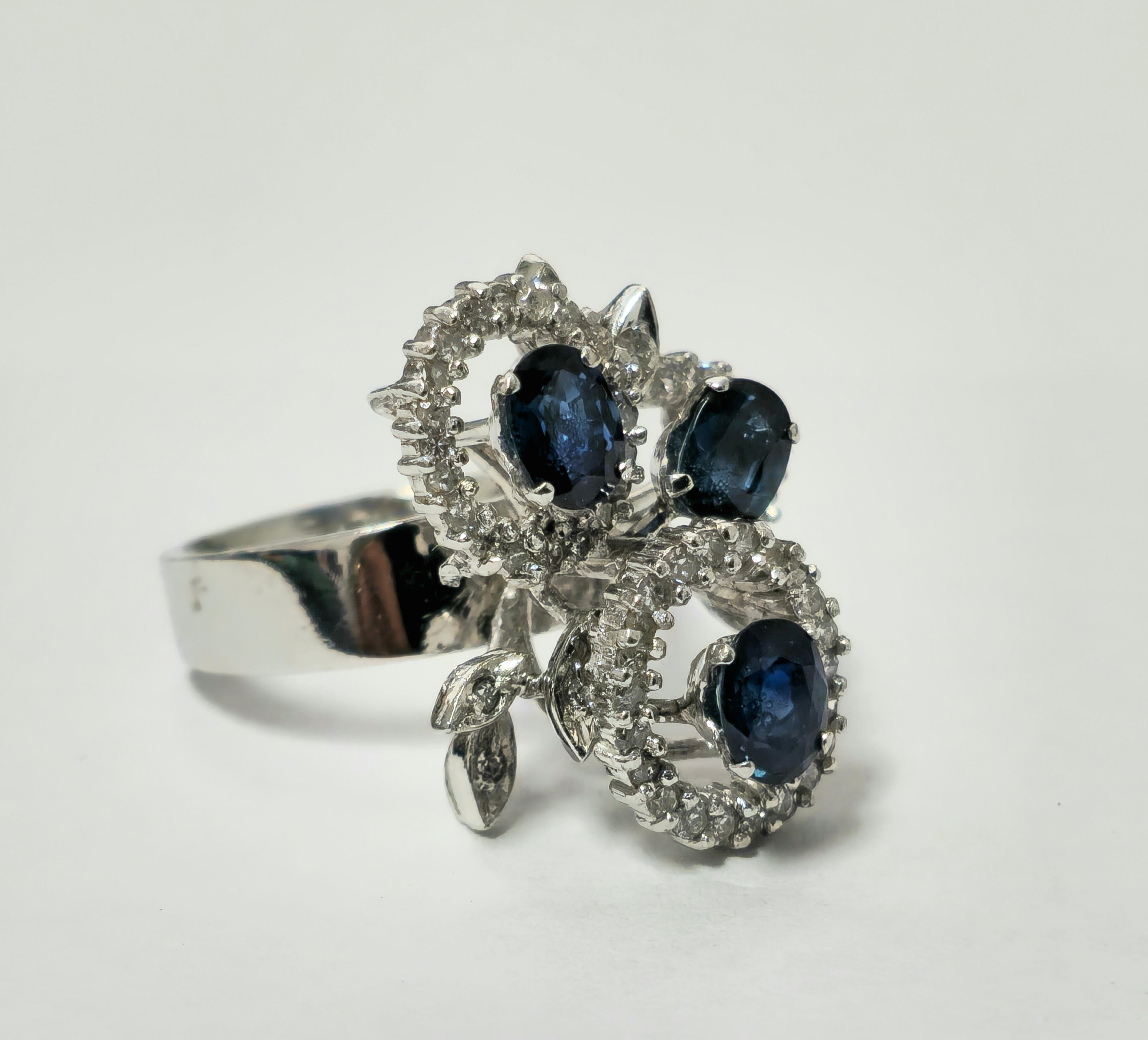 Victorian Natural 1.25ct Natural Sapphire & Diamond Ring For Sale