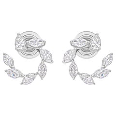 Boucles d'oreilles en or blanc 14 carats Nature 1.25Ct SI Clarity HI Color Diamond Marquise