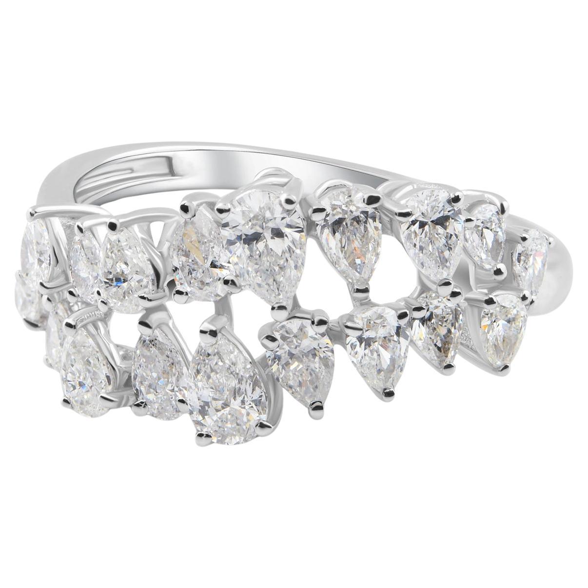 Natürlicher 1,26 Karat SI Reinheit HI Farbe Birne Diamantring 18 Karat Weißgold im Angebot