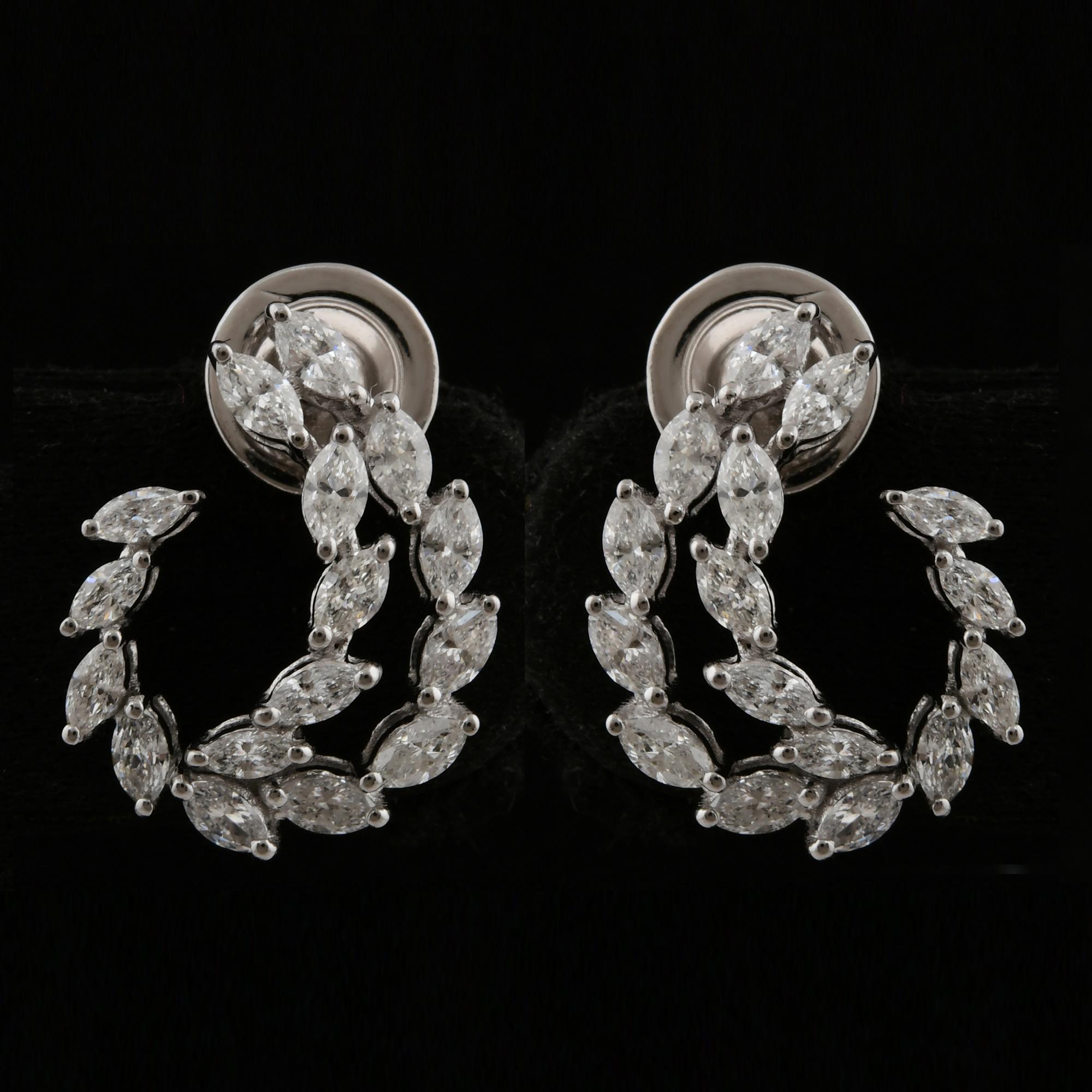 Taille Marquise Boucles d'oreilles en or blanc 18 carats avec diamants marquises naturels de 1,26 carat SI/H en vente