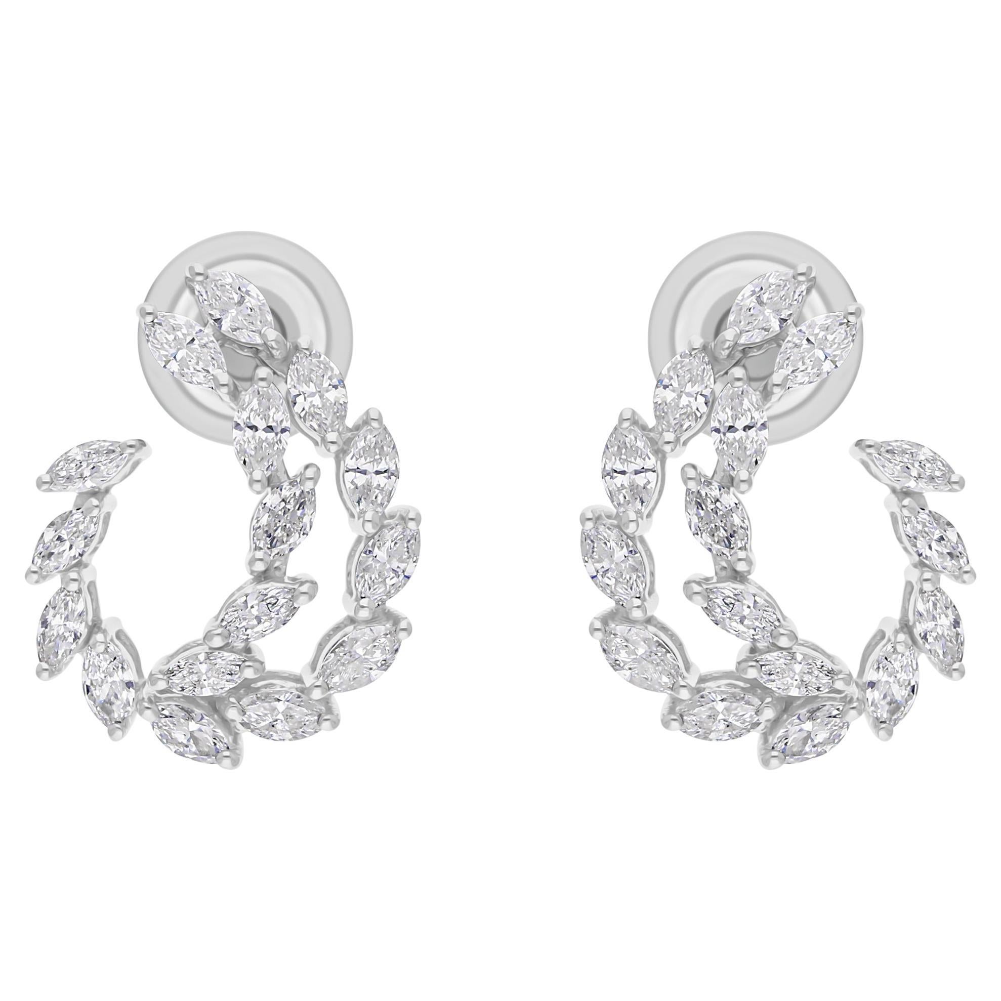 Orecchini di diamanti marquise naturali da 1,26 carati SI/H Gioielli in oro bianco 18 carati