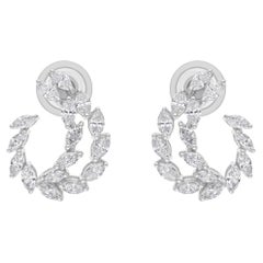 Natural 1.26 Carat SI/H Marquise Diamond Earrings 18 Karat White Gold Jewelry