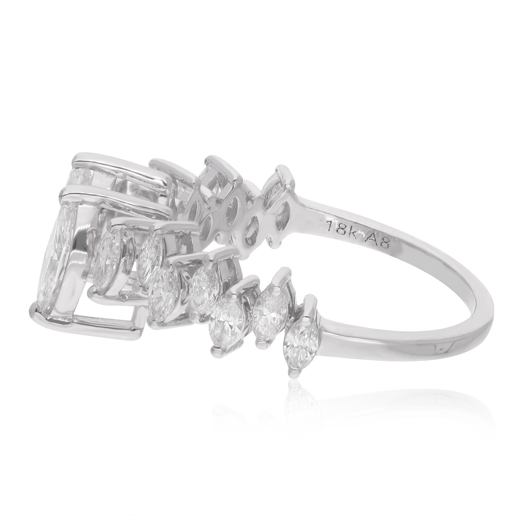 En venta: Anillo de diamantes marquesa naturales de 1,27 quilates de oro blanco de 14 quilates Joyería hecha a mano  5